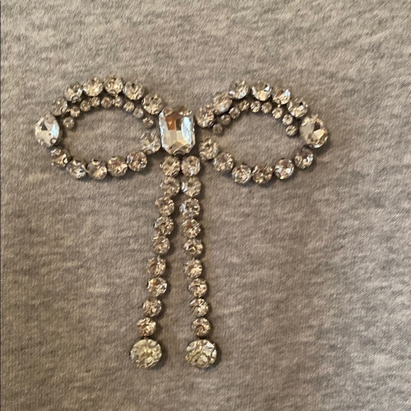 American Eagle Outfitters Cropped Style Gray Crew Neck Sweatshirt Bow Detail XXL - Picture 8 of 10